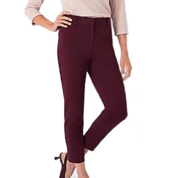 WHBM The Slim Ankle Pant in Burgundy Plum NWT Size 10 - Picture 1 of 3